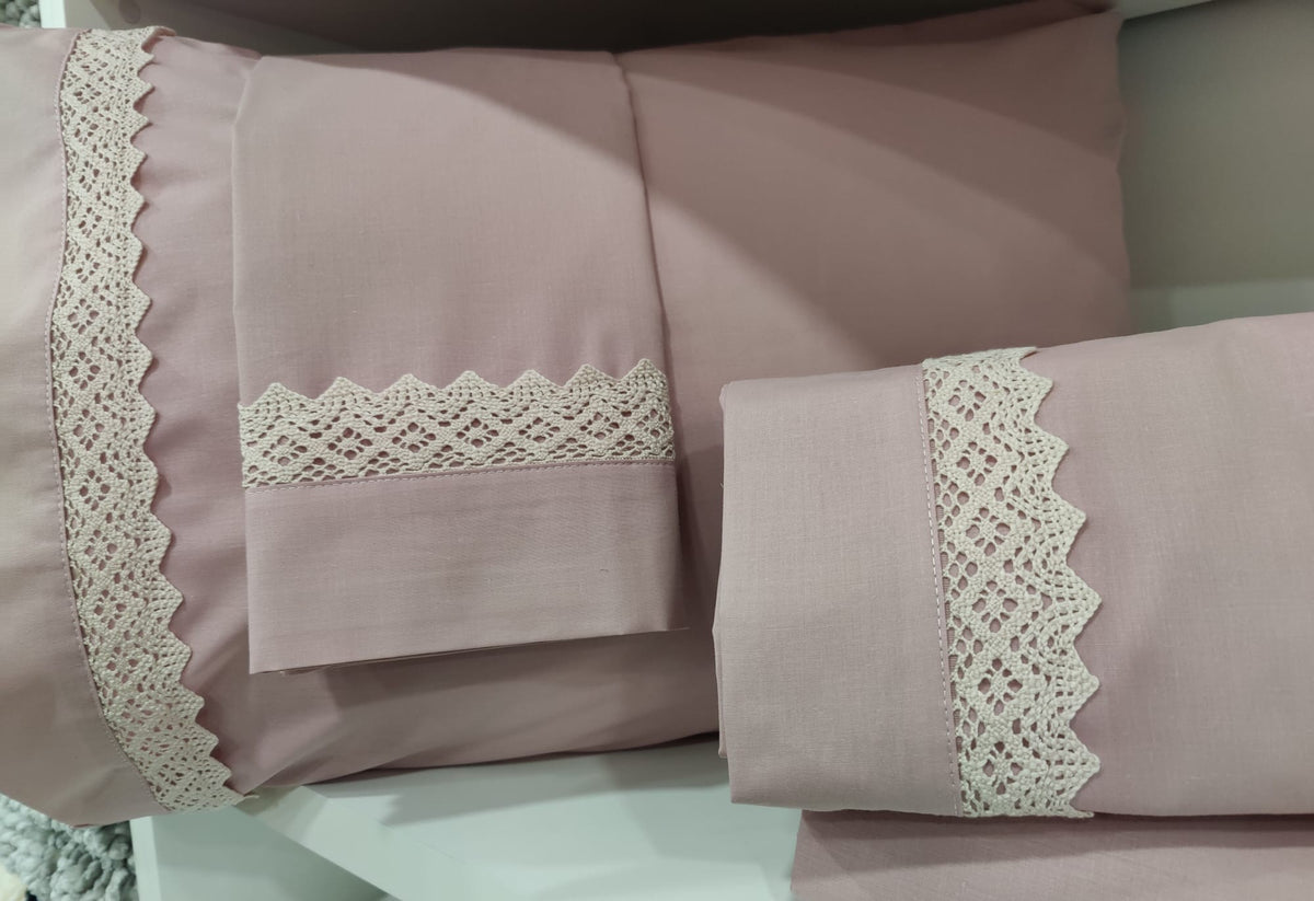 Jogo Cama Casal 100%Algodão Rosa